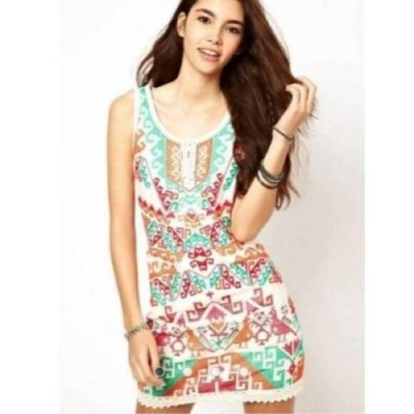 Free People White Andean Embroidered Size 6 Mini Dress - Picture 8 of 8